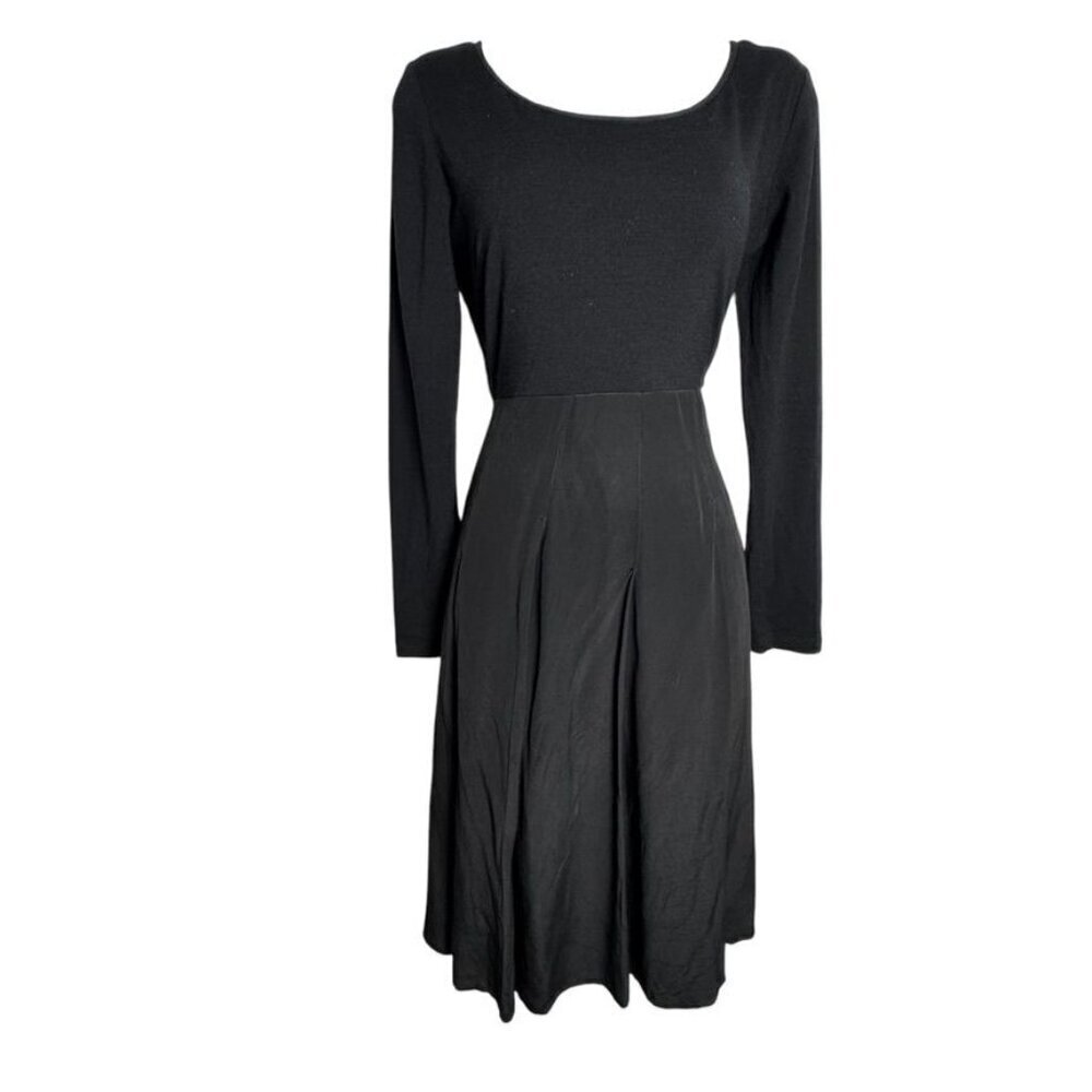 Max Mara Sportmax Long Sleeve Black Dress Size Medium Knit Top Full Skirt
